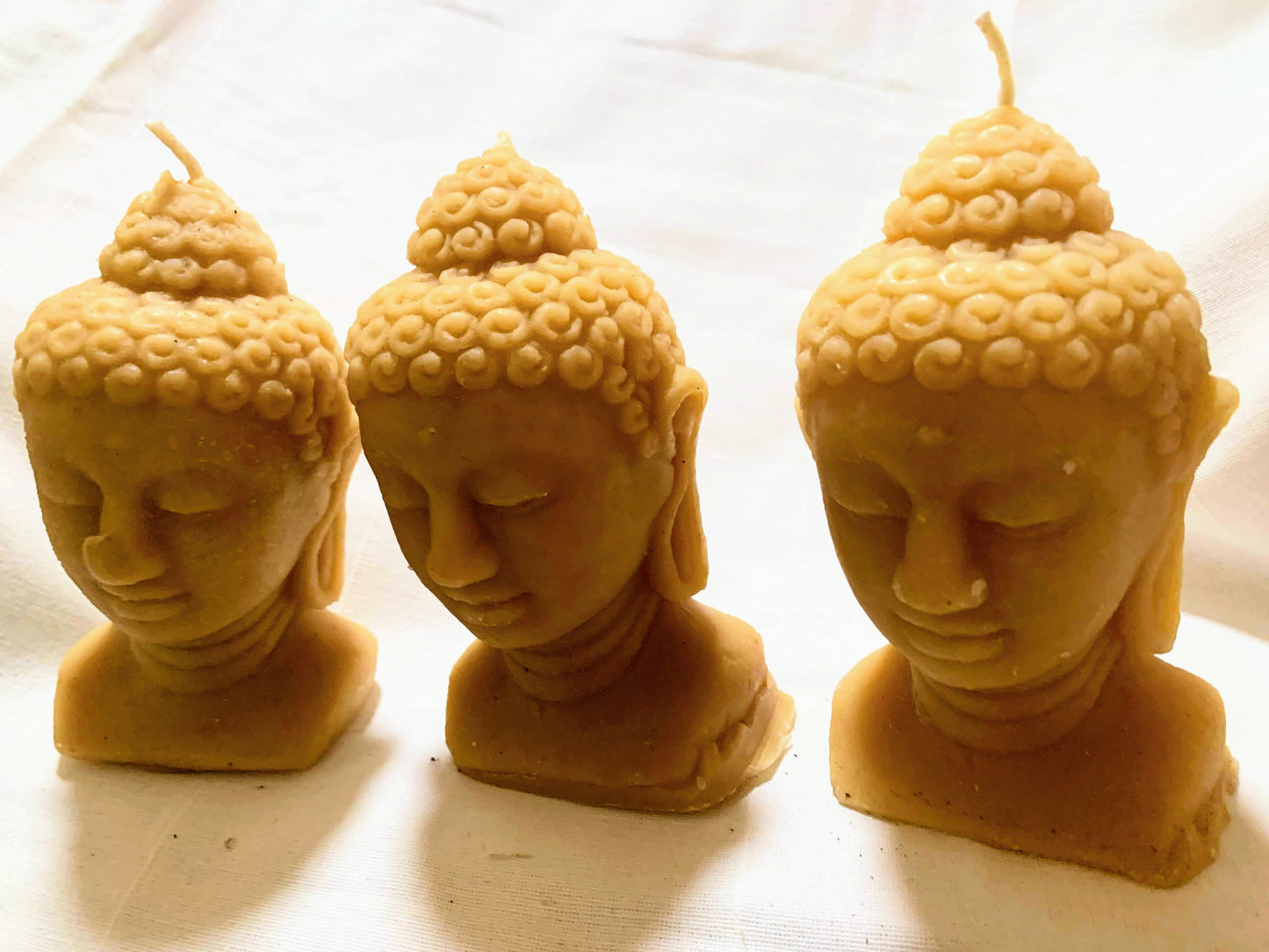 3 Large Buddha Head Candles
