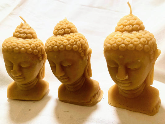 3 Large Buddha Head Candles