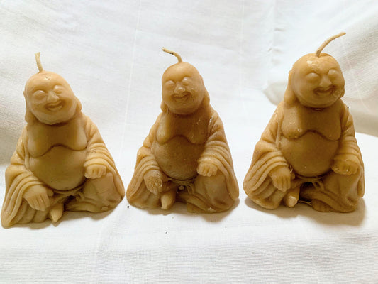 3 Sitting Buddha Bee Wax Candles