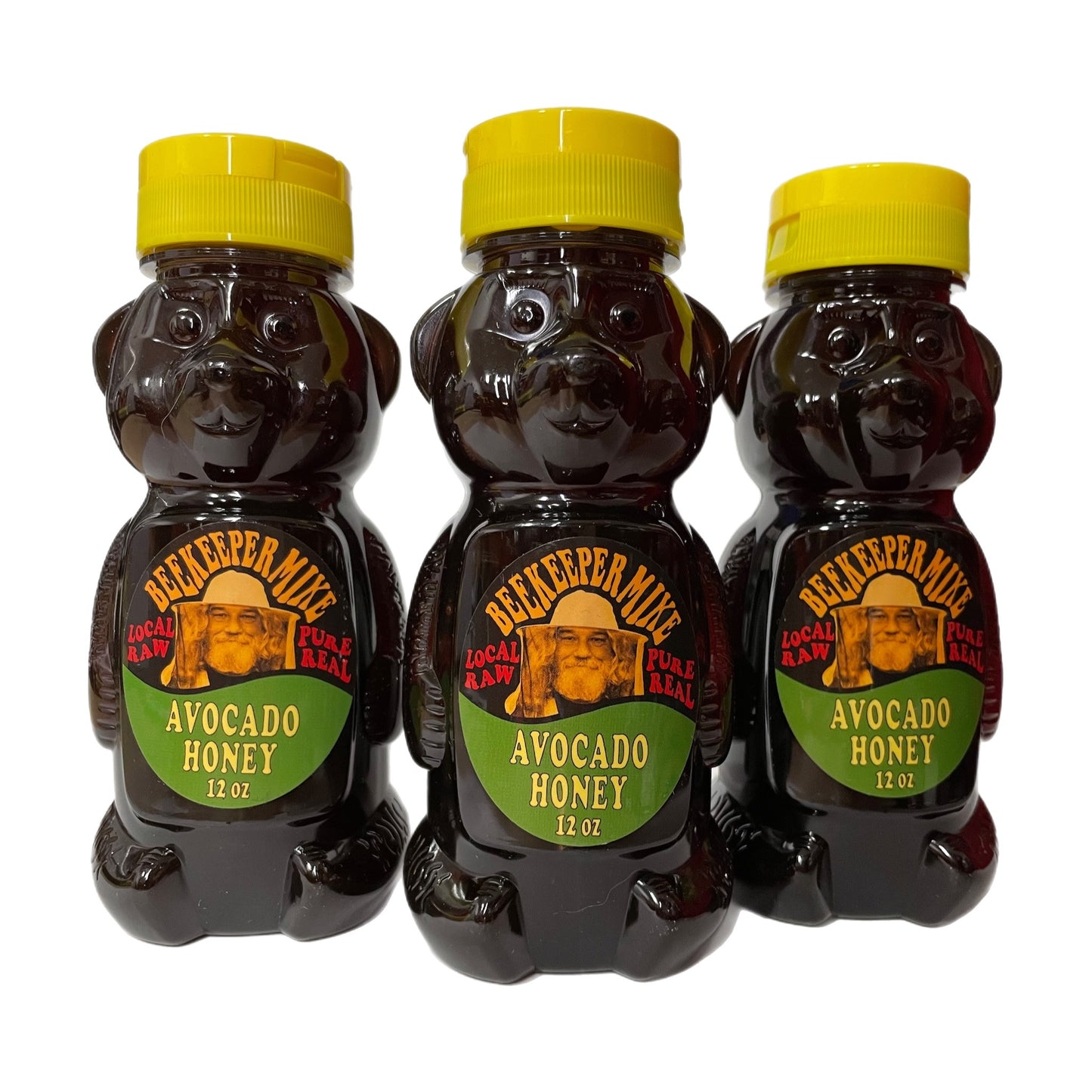 3 Bear Bottles of single flavored Honey